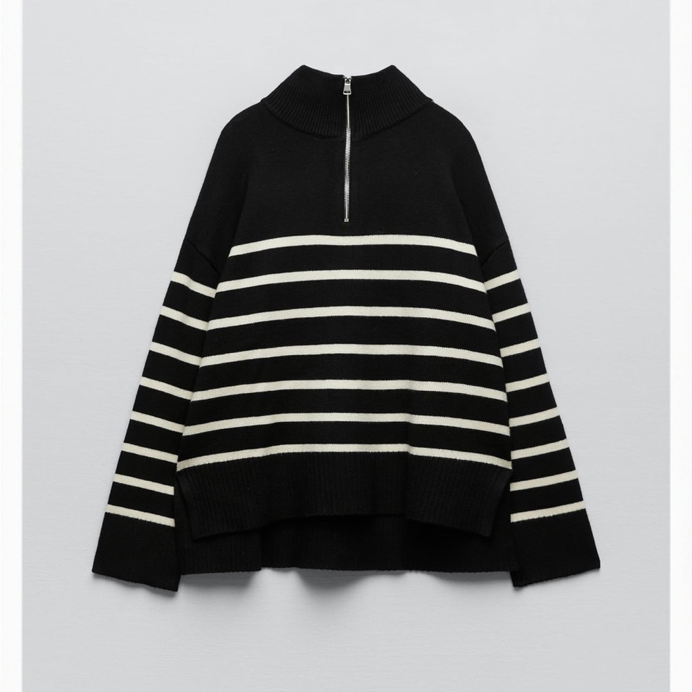 zip stripped sweater Zara